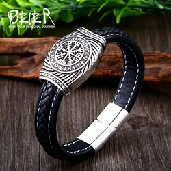 Beier 316L Stainless Steel Nordic Viking Stacked Triangle Bangle Novos Symbol High Quality Jewelry LLBC-L052L