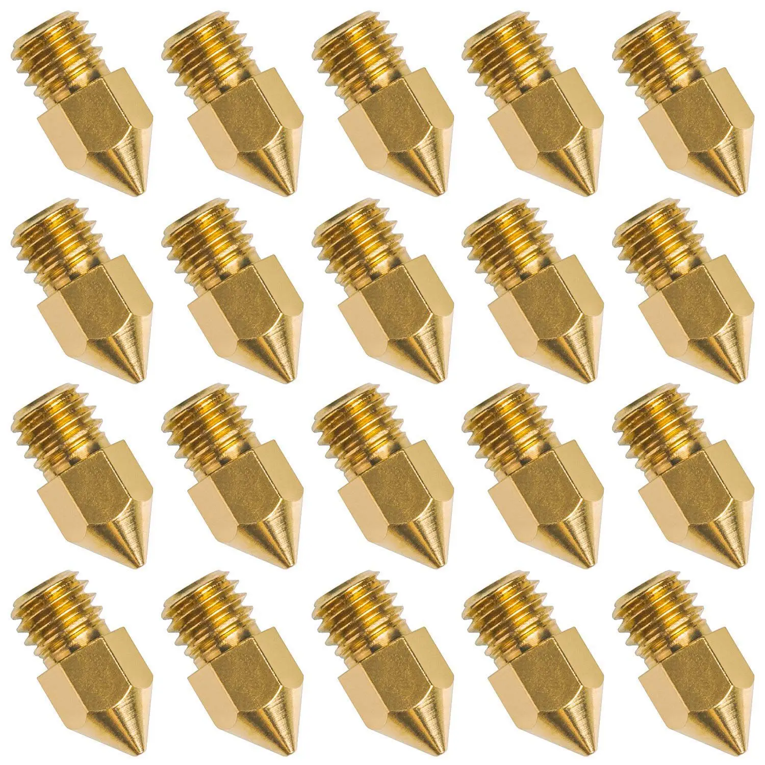 22PCS MK8 Nozzle Set 0.2/0.3/0.4/0.5/0.6/0.8/1.0mm Option 3D Printer Parts Golden Extruder Printing Head for Printer 3D