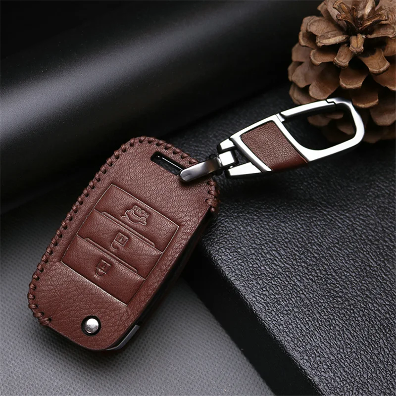 Leather Car Keyring Key Case Cover For Kia Picanto Rio 3 4 Niro K5 Soul Sportage 4 Cerato Ceed JD Seltos K5 2021 Key Accessories