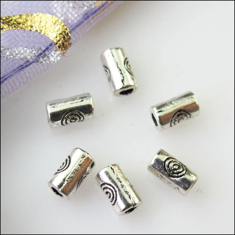 200 New Tiny Tube Charms Tibetan Silver Tone Spacer Beads 5mm