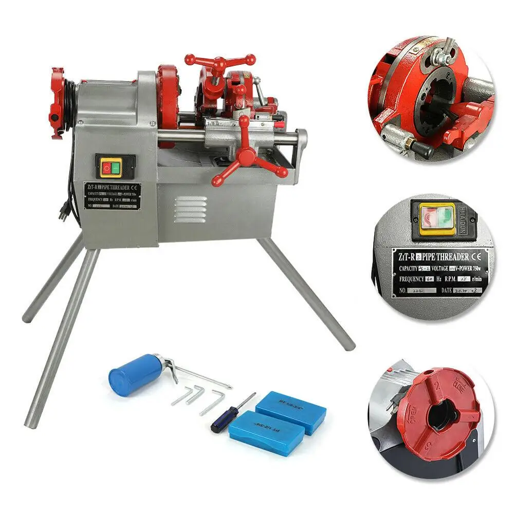 

110V 750W Electric Pipe Threader Machine (1/2" - 2") Threading Cutter, Deburrer Z1T-R2 with 3 Legs