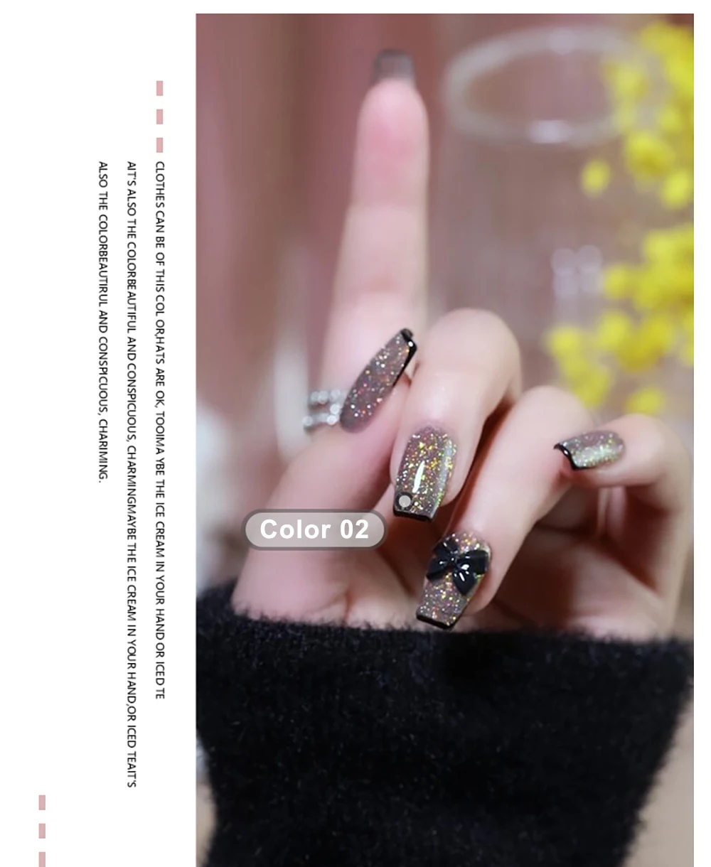 Vendeeni 6 Farben/Set Laser Glitter Broken Diamond Gel Nagellack UV Soak Off Gel Lack Superglänzender Gel-Lack für Nagelkunst – Detail 11