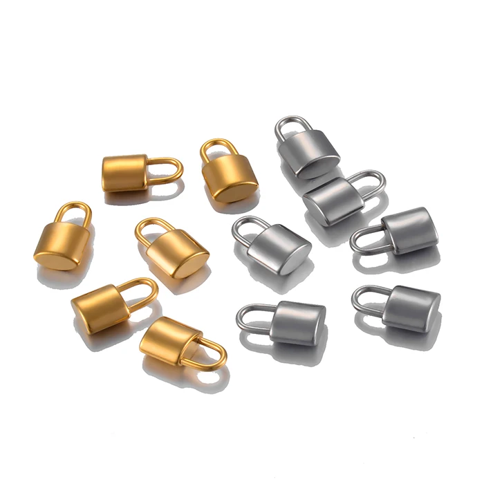 5 Stück/Set, massiver Halskettenanhänger in Form eines Vorhängeschlosses, aus Edelstahl, handgefertigte Accessoires, zum Selbergestalten von Schmuck, Schmuckzubehör. – Detail 3