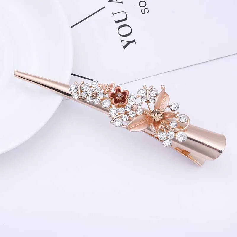 Flower Rhinestone Women Hair Accessories  Beautiful Floral Hair Clip Girls Hair Pins Sweet Wedding Headwear Crystal Barrette