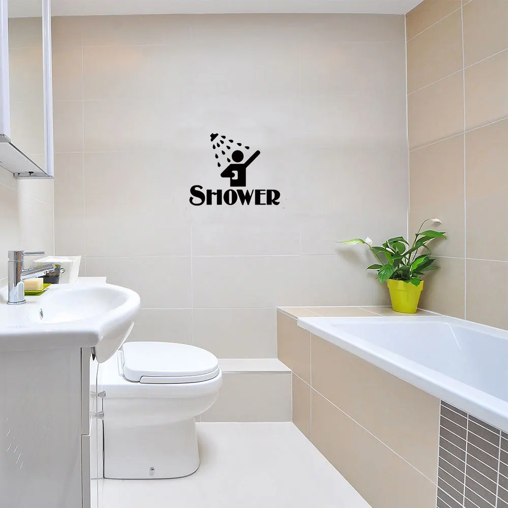 Creative SHOWER Pattern Wall Sticker Decor Decals Home Decorations Bathroom Removable Vinyl Art Decorative Door Sticker