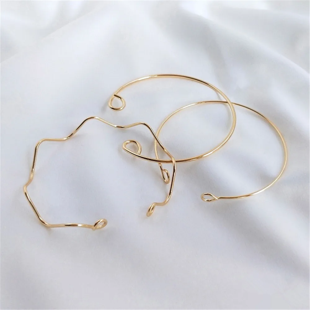 

14K Gold Plated C shape wave bracelet diy open collar Bracelet base accessory