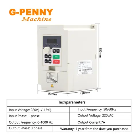 G-PENNY 1,5 kW ER11 luftkyld spindel 24000 rpm luftkylning 400 Hz 4 lager 65 x 204 mm och 1,5 kW QL VFD/inverter och 65 mm fäste 10 best sales 65 mm spindel - №5