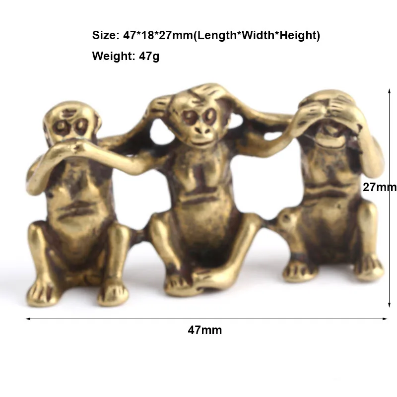 Copper Three Monkeys Feng Shui Creative Crafts Home Decorations don\'t Say don\'t Listen don\'t See Monkey Figurines Ornaments Gift