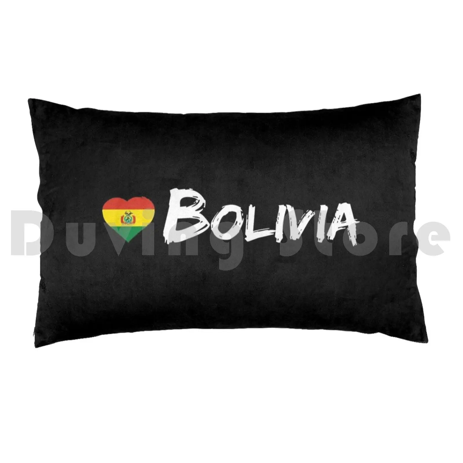 Love Bolivia Country Flag Heart Patriot Gift Black BackgroundPillow case Bolivia Love Heart