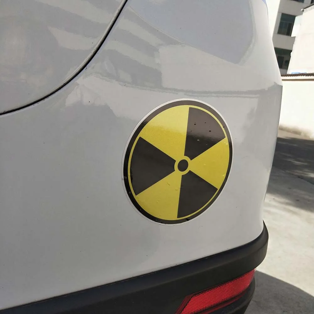 YJZT 14CM*14CM Funny Nuclear Radiation Warning Car Sticker PVC Decal 12-0757