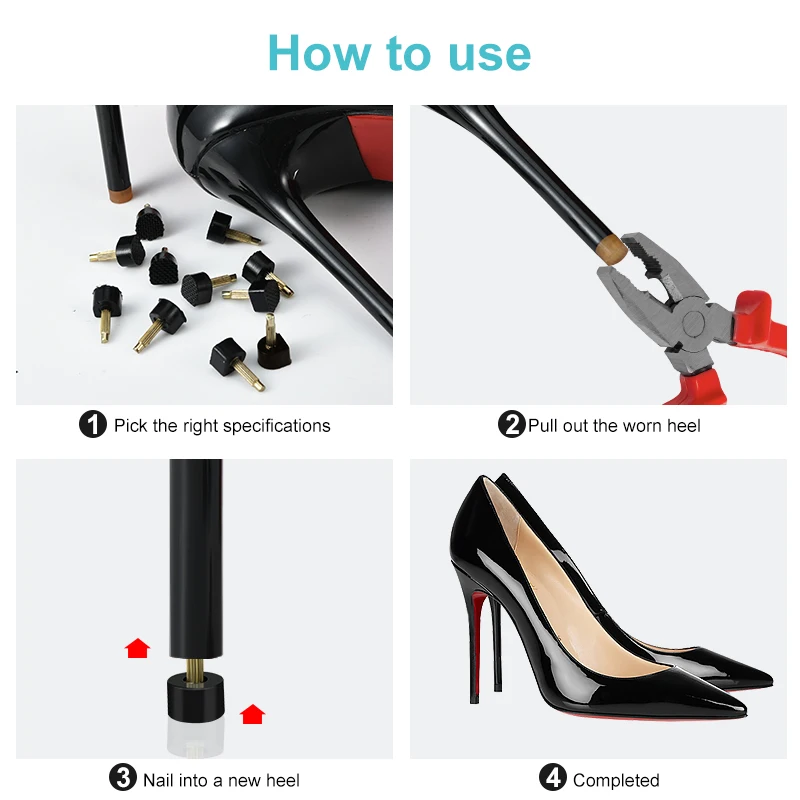 60 Teile/satz High Heel Stopfen Reparatur Tipps Pins für Frauen Schuhe Heels Protector Wasserhähne Dübel Aufzüge Ersatz Schuh Pflege Zubehör