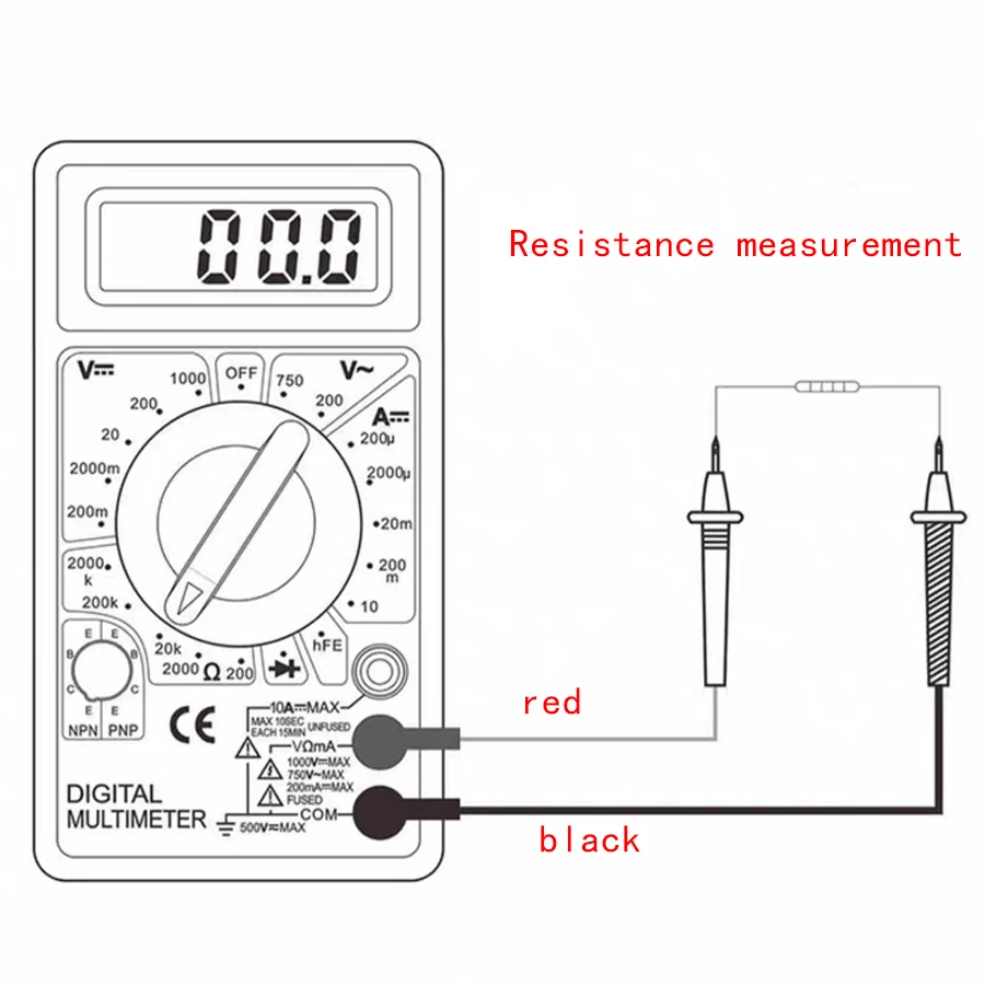 DT-830 Digital Multimeter Buzzer Square Wave Output Voltage Ampere Ohm Tester Probe DC AC LCD Overload protection DT-830B 830D