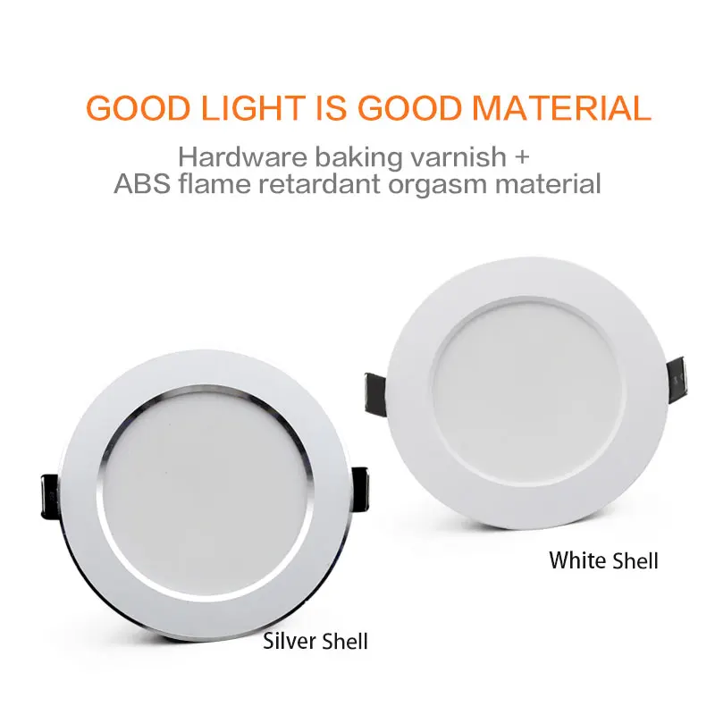 10PCS/lot Recessed led Ceiling LED Downlight AC220V-240V Led Spot Light 18W 15W 12W 9W 7W Recess Round LED Downlight Waterproof