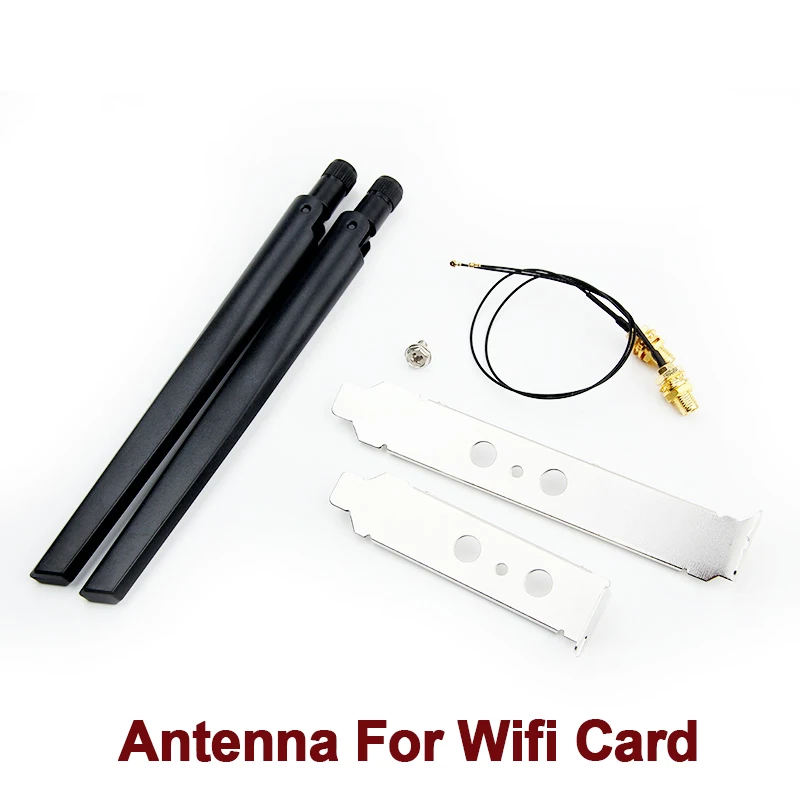 2x6DBi RP-SMA External Antenna Set With IPEX MHF4 Extension Cable 2.4GHz 5GHz Dual Band For M.2 Wifi Card Intel AX200 AX210