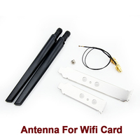 2x6DBi RP-SMA External Antenna Set With IPEX MHF4 Extension Cable 2.4GHz 5GHz Dual Band For M.2 Wifi Card Intel AX200 AX210