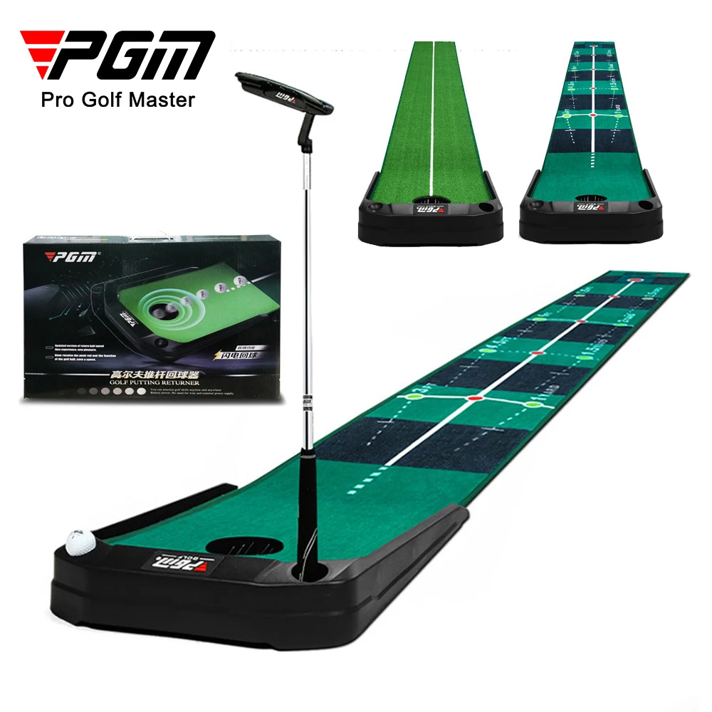 

PGM 3m Indoor Putting Trainer Auto Ball Return Golf Putter Trainer Set Golf Practice Mat Golf Green Training Aid Slope Adjust