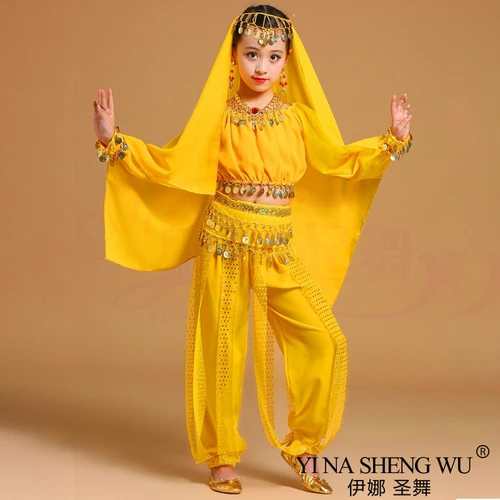 Imagen 2 del producto Conjunto de trajes de danza del vientre para niños y adultos, danza Oriental, danza del vientre India, ropa de danza del vientre, traje de escenario para niñas