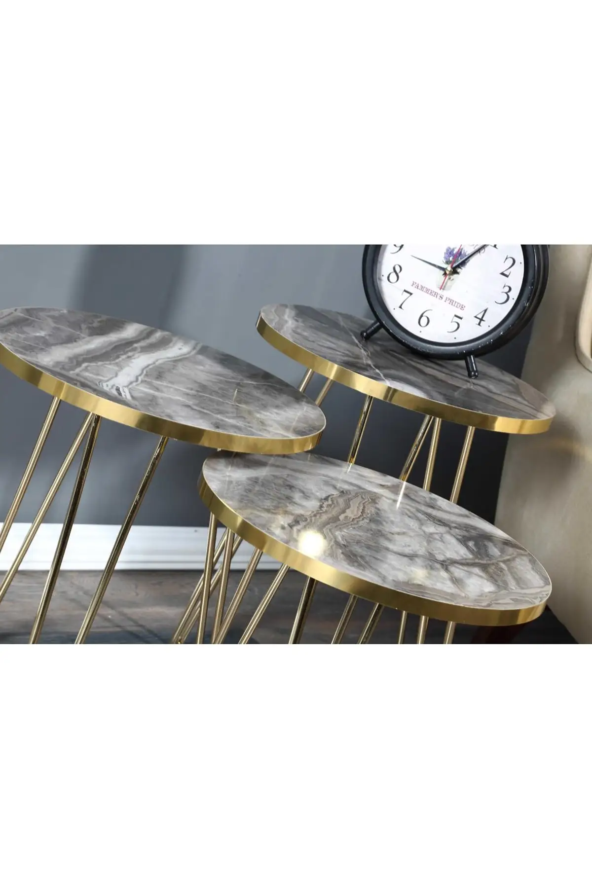 Milk Coffee Marble Pattern Shiny Edges Zigon Coffee Table