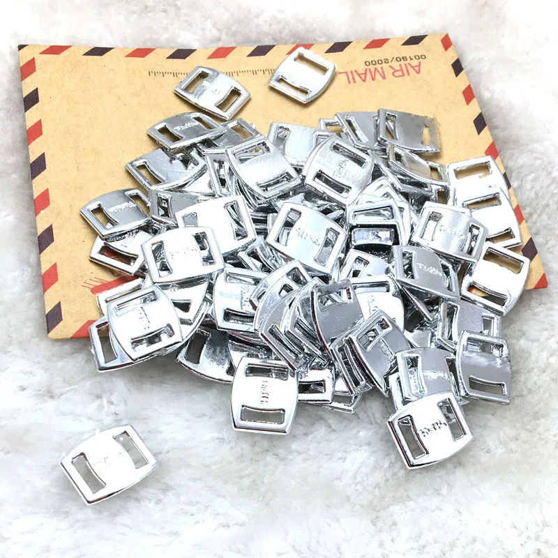 50pcs uv plated silver no fade ribbon buckles bow acessories Invitation Ribbon Slider Headband Hair Clip DIY