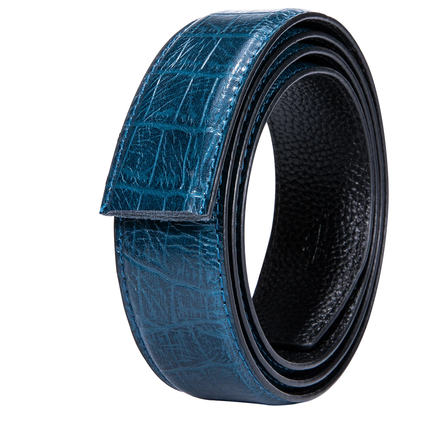 3.5cm wide Luxury Cowskin Genuine Leather Belts for Men Automatic Buckle Blue Crocodile Men's Belt without Buckle 130CM