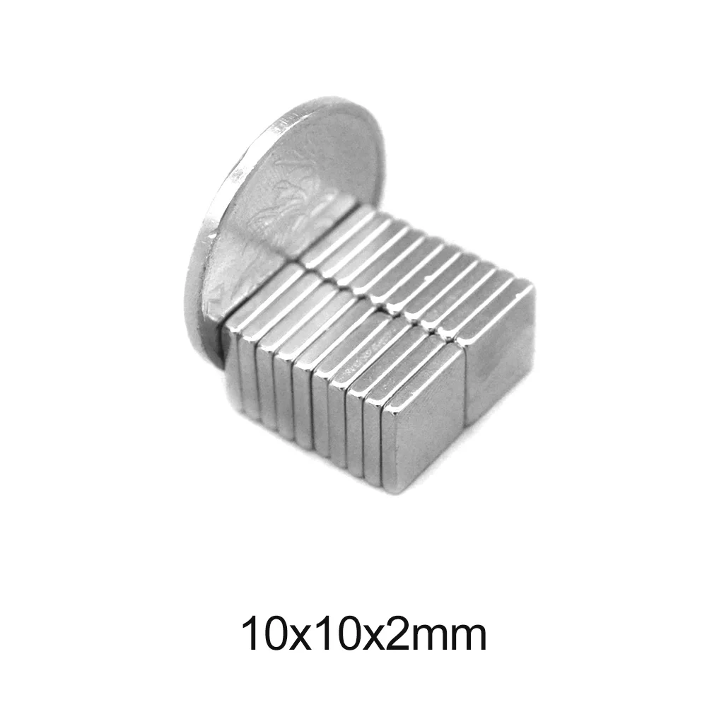 20/50/100/150/200/500PCS 10x10x2 mm N35 Strong Square Rare Earth Magnet 10*10*2 mm Permanent Neodymium Magnets 10mm x 10mm x 2mm