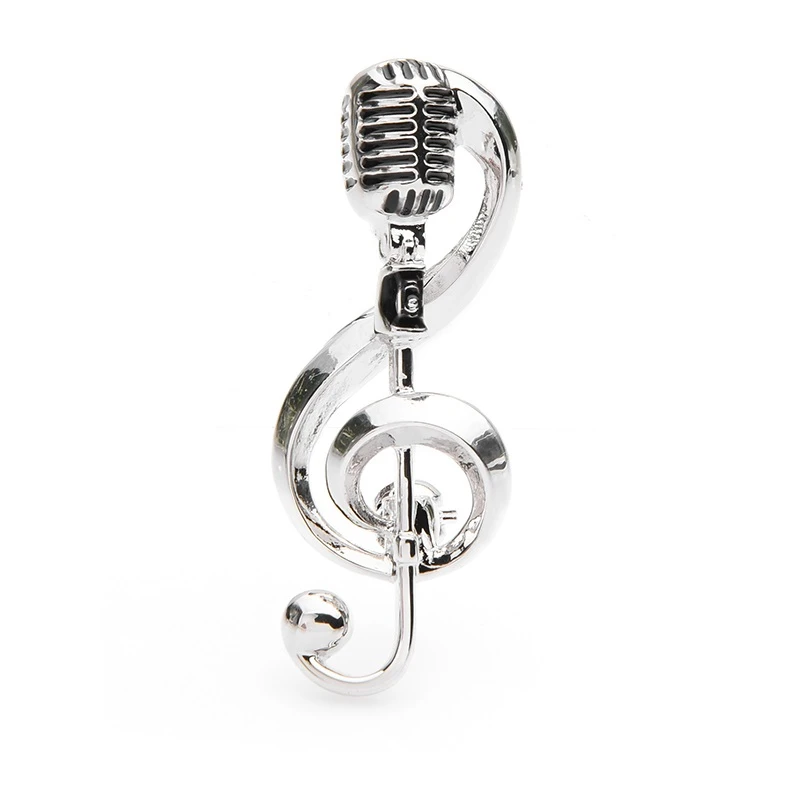 Wuli&baby Alloy Gold Color Microphone Music Note Brooches For Women And Men New Year\'s Gifts