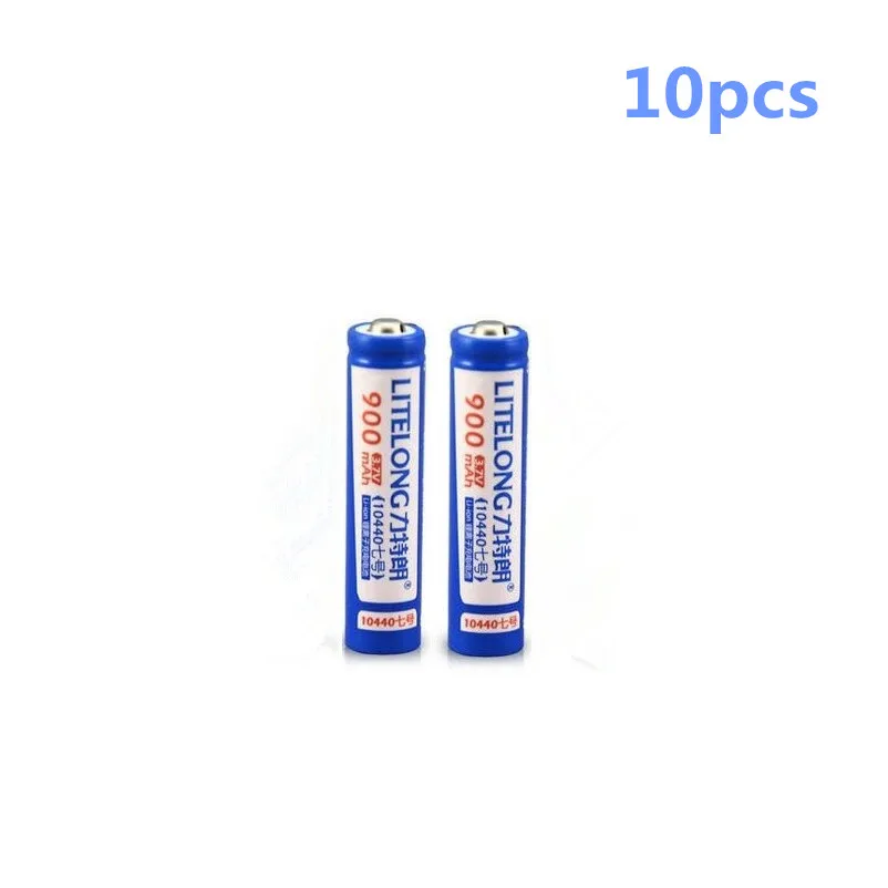 

10pcs/lot New large capacity 3.7V 900mAh 10440 rechargeable battery AAA lithium battery flashlight battery