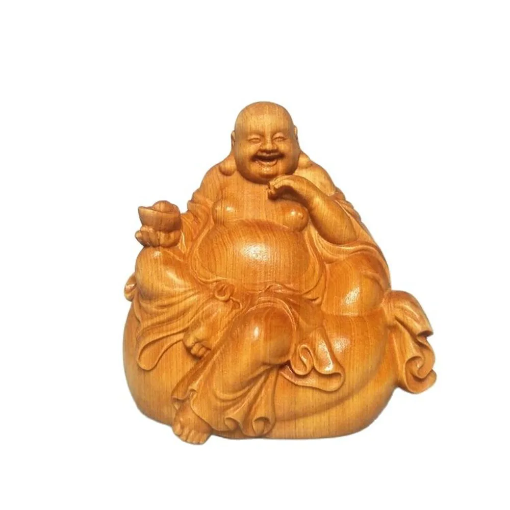 Maitreya Buddha, ornament, statue, wooden carvings crafts, buddhist, figurine, felicitous wish of making money business