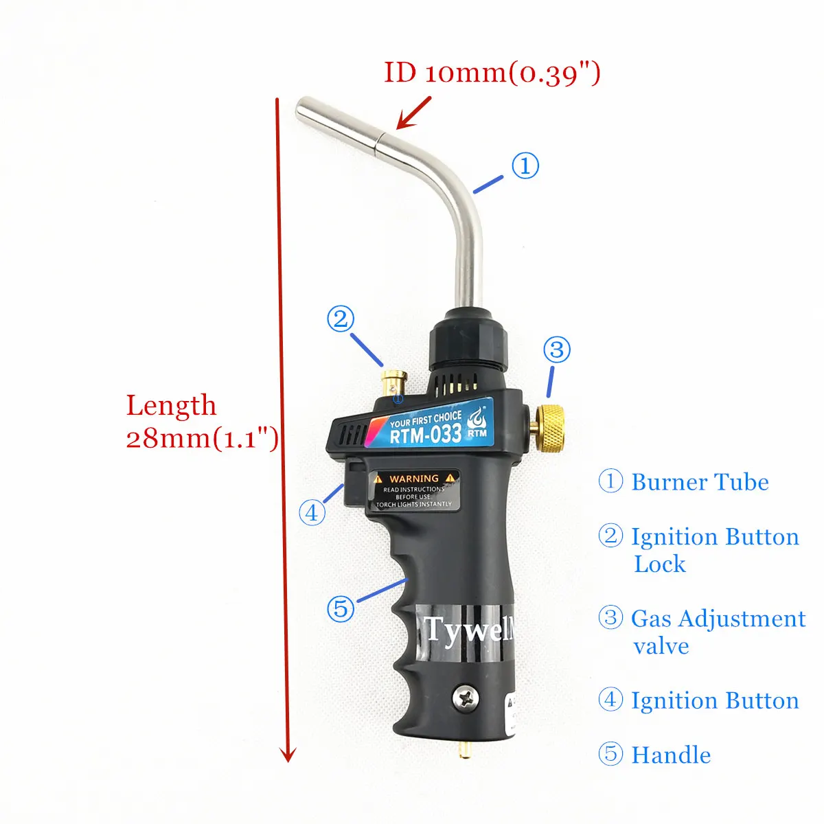 Imagem -02 - Mapp-gás Soldagem Tocha Chama de Ignição Brazing Gun Burner Blowtorch Aquecimento Têmpera Hvac Encanamento Tocha Bbq