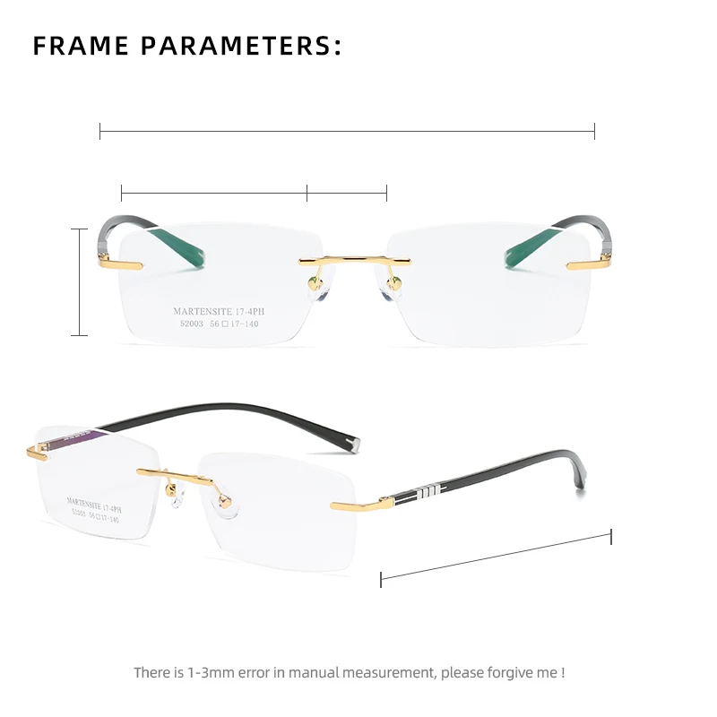 ZIROSAT 52003 Men Alloy Titanium Rimless Glasses Frame Male Square Ultralight Man Frameless Myopia Optical Frames Eyewear - Image 3