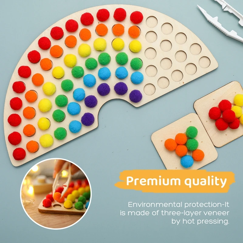 Rainbow Digital Tracking Board Clip Bead Toys Montessori Clip Ball Matching Game Baby Color Sorting Counting Puzzle Kids Gifts