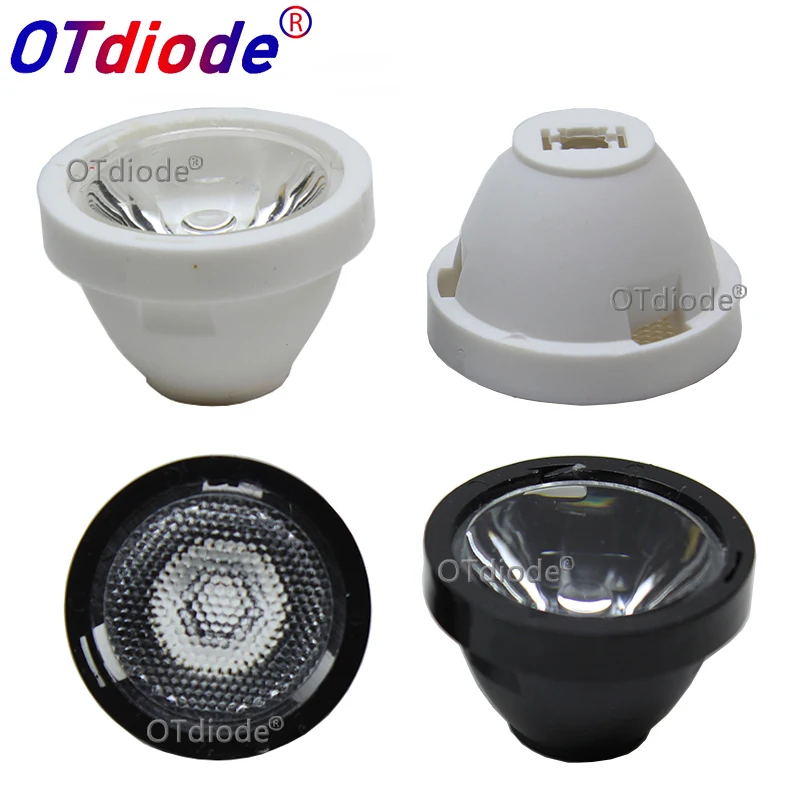 10-100PCS 23.5mm LED Lens 15 30 45 60 Degree Black White Holder For XPPE XPG XTE Or 3535 3030 High Power LED Light