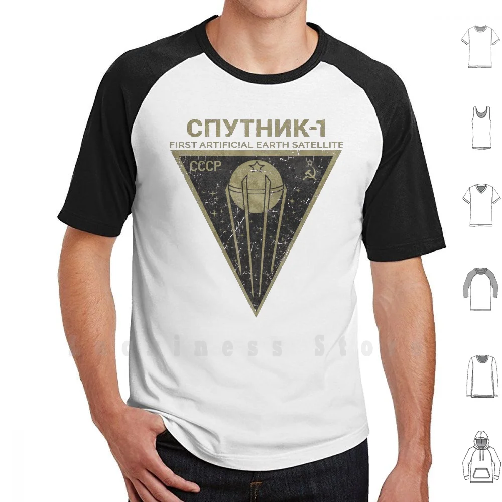 

Sputnik 1 First Artificial Earth Satellite T Shirt Print For Men Cotton New Cool Tee Space Mission Rockets Rocket Orbits