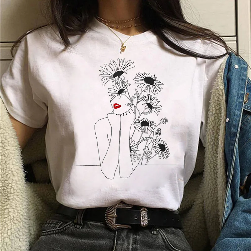 New woman T shirt fashion short sleeve shirt Harajuku Graphic TShirt Women Tops O-neck White Tees Funny Girls T-shirt Ladies