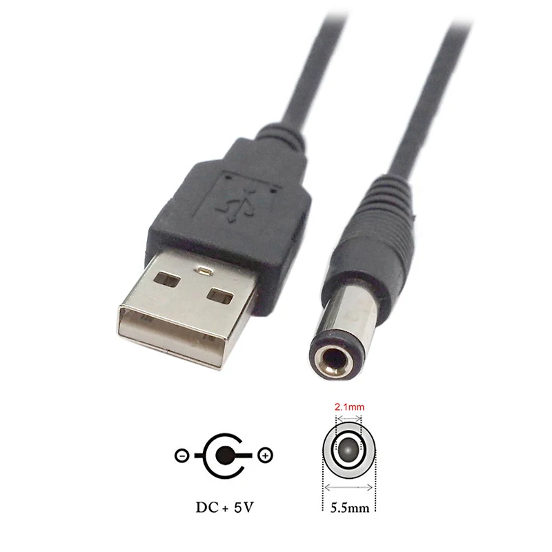 Schwarzes Winkel-PC-USB-Stecker auf 5V DC 5.5*2.1mm 3.5*1.35mm Verlängerungskabel Adapter 5.5*2.5mm zu USB-Datenkabel – Detail 3