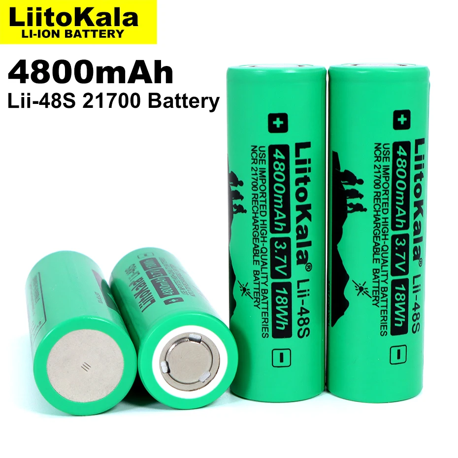 Lii-48S LiitoKala 3.7V 21700 4800mAh akumulator litowo-jonowy 9.6A moc 2C rozładowanie trójskładnikowe baterie litowe