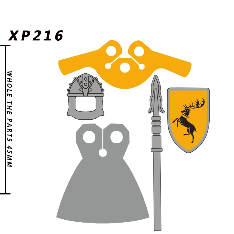 Single Sell KT1029 Medieval Knight GOT Baratheon Shield Helmet Lancer Figures Accessories Building Blocks Toy For Kids XP212-219