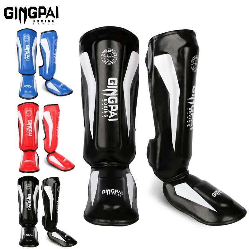 

Thicker Boxing Shin Guards PU Leather Protection Leggings Equipment Martial Arts Muay Thai Leg Taekwondo Feet Ankle Protectors