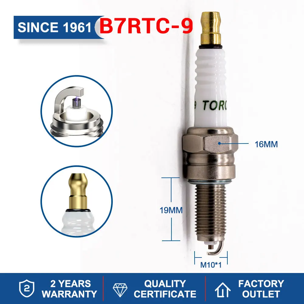 Original TORCH Candles Spark Plug L7RTC DK7RTC B7RTC-9 B8RC E6TC E7C A7RTC KH5RTI-11 A7RTI B7RTI Replacement for DENSO