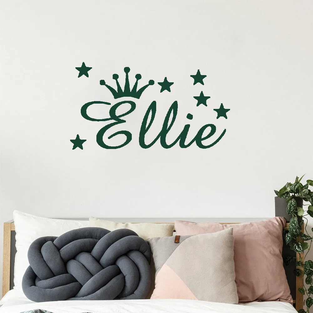 Personalized Crown Custom Name Wall Stickers For Kids Rooms Decoration sticker Babys name on the wall vinyl Stickers Murals