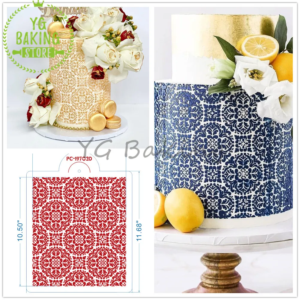 Various Styles Plastic Lace Side Wedding Cake Stencils Feather/Flower Template Cake Decorating Tool Kitchen Accessories