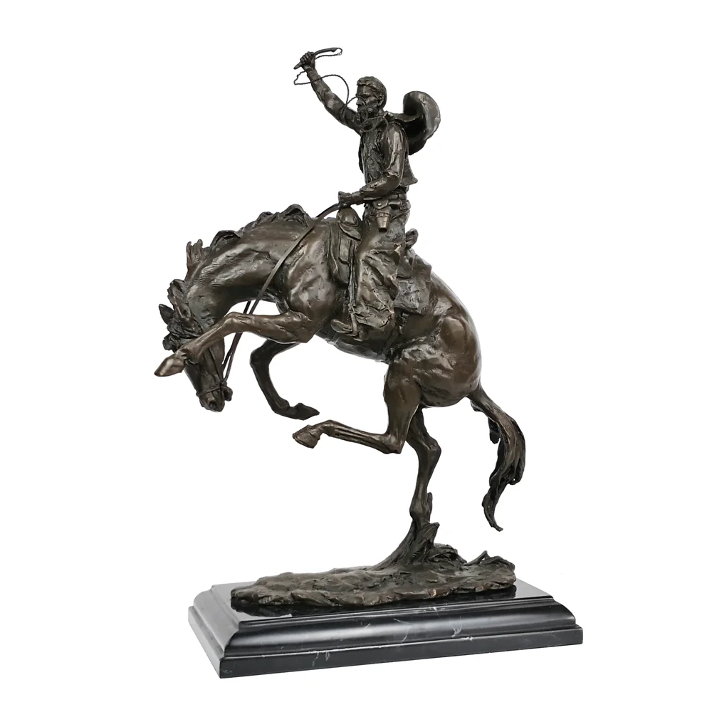 Bronze Western Cowboy Ridding Statue Sculpture Upscale Figurine Art Hot Casting Home Decor Gifts