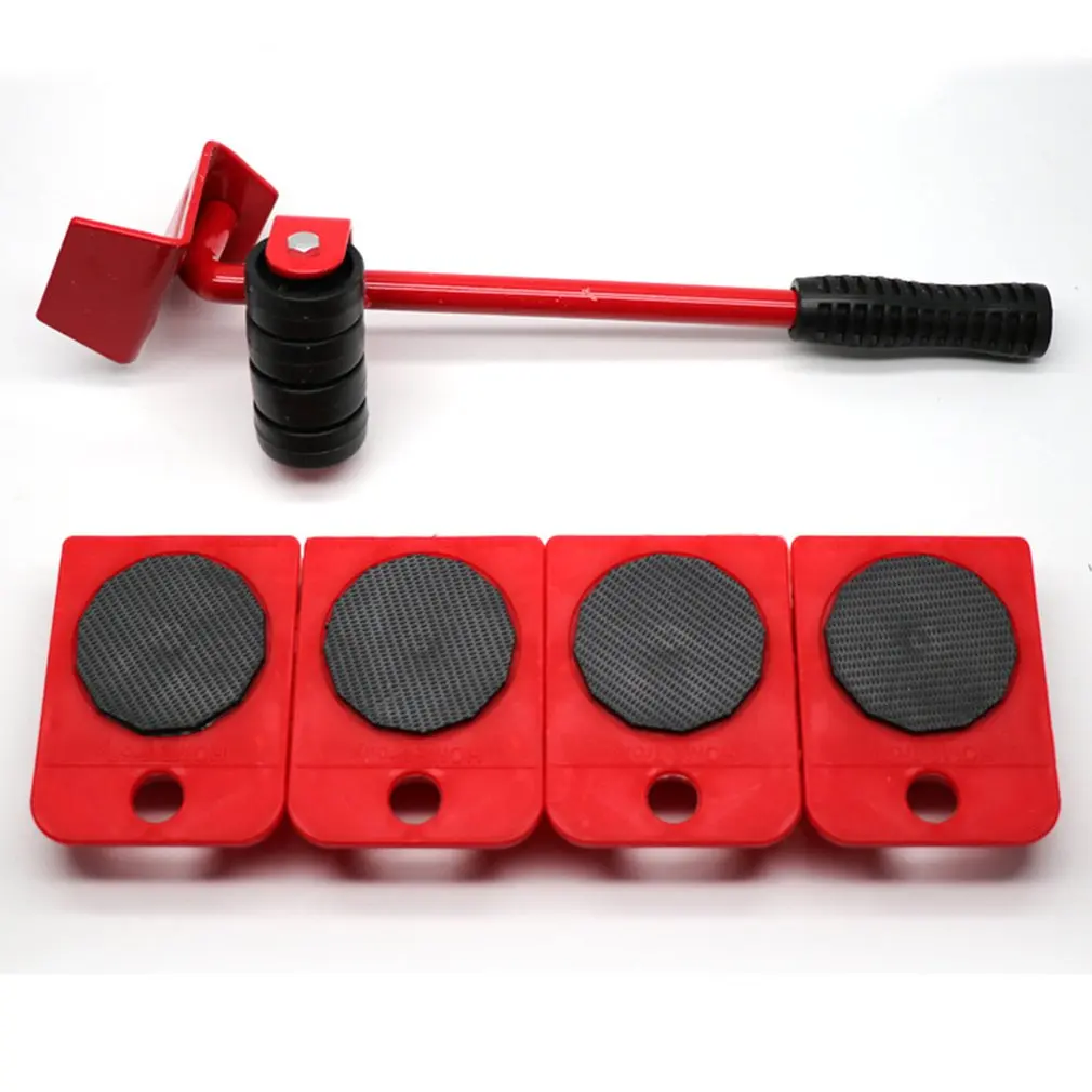 5pcs sollevatore di mobili cursori facili da spostare strumento di trasporto cambio cambio di leva di porco Set di strumenti di spostamento del rullo di mobili pesanti