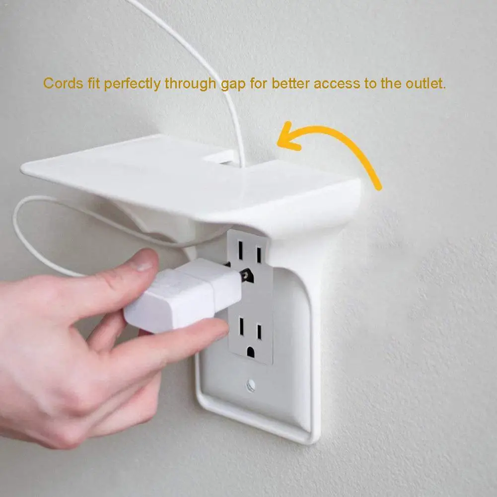 Wall Mount Socket Rack Wall Outlet Shelf Convenient Sturdy Socket Mobile Phone Charging Storage Holder For Bathroom Living Rooms