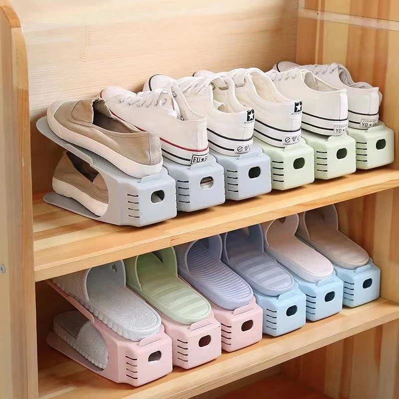 Shoe Hanger Adjustable Shoe Storage Organizer Double Layer Shoe Shelf  Space Saving Footwear Support Slot Multiple Color Options