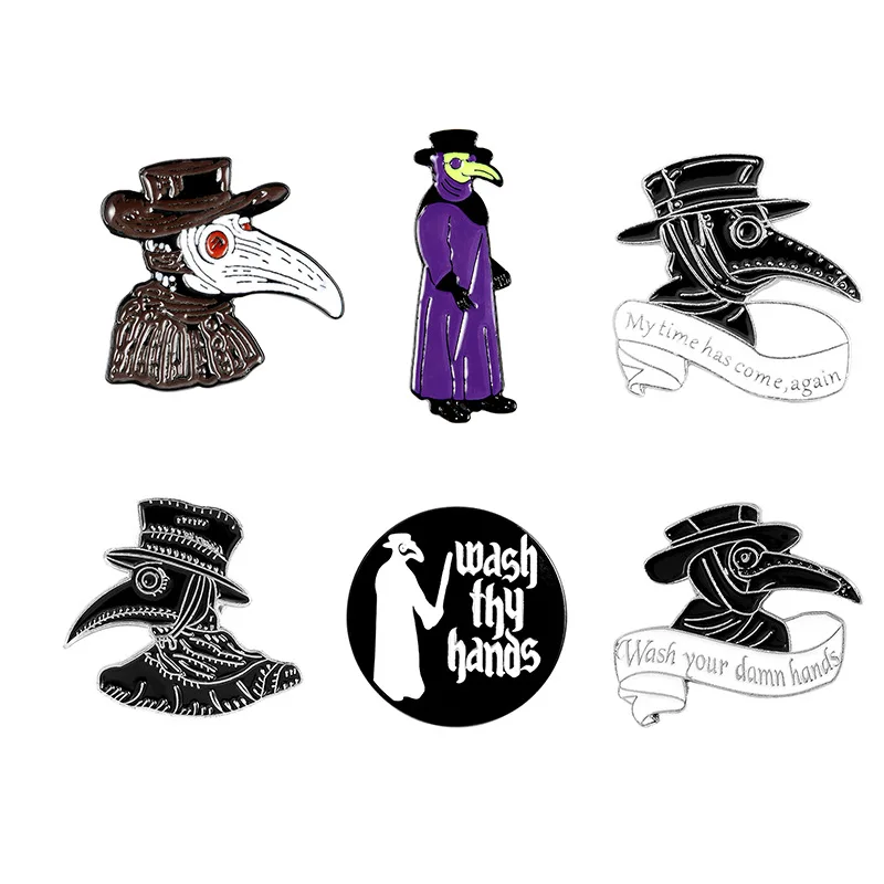 Brooches Plague Doctor Brooch Punk Collection Enamel Pins Badges Fashion Pins Gift for Friends