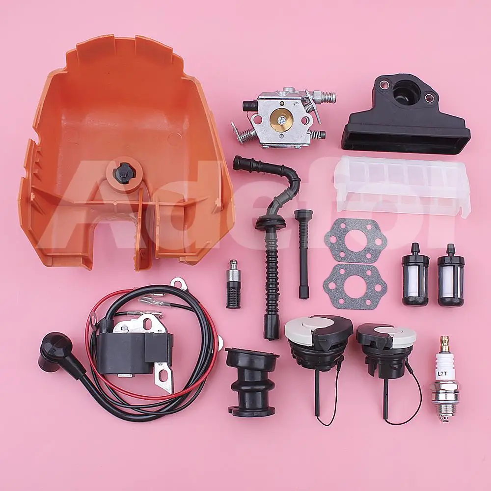غطاء مرشح الهواء قاعدة ث الإشعال لفائف المكربن عدة ل Stihl MS250 MS230 MS210 بالمنشار 11231401902 1123 358 7701 غطاء زيت الوقود
