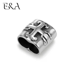 Stainless Steel Large Double Hole Beads Fit 5mm Leather Rope Bracelet Slide Charm Making DIY Accessories Silder Beads