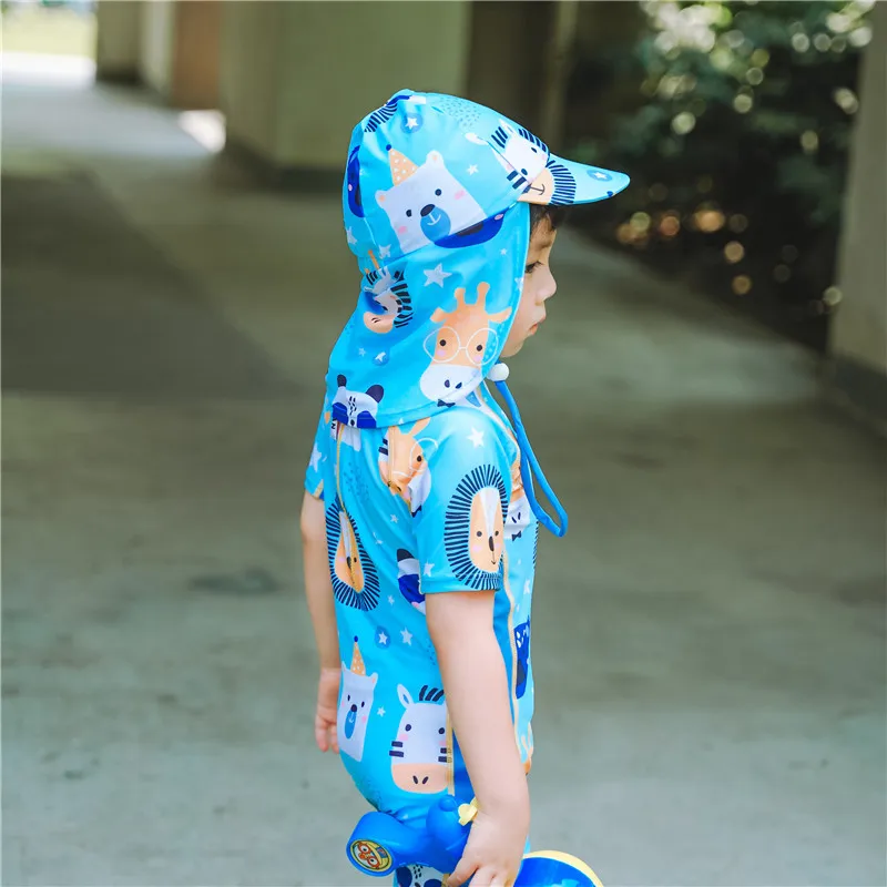 Baby Swimwear UPF50+ Rashguard Children Swimsuit Boy Cartoon Beach UV Bathing Suit Kids Summer Long Sleeve Surf Swimming Wear