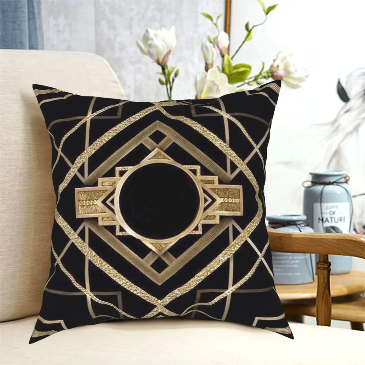 

Art Deco Vintage The Great Gatsby Square Pillowcase Polyester Pattern Decor Pillow Case Sofa Seater Cushion Cover 18"